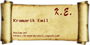 Kramarik Emil névjegykártya